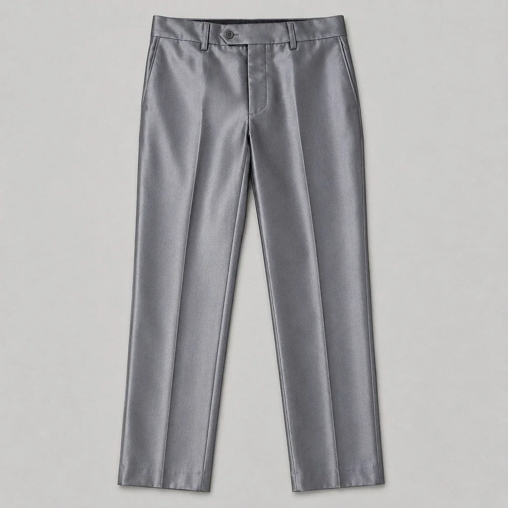 Bergham Taylor Made in Italy Metallic Silver Suit Set Blazer & Dress Slacks  NWT